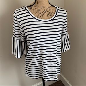 Navy & White Striped 1/2 Sleeve Top